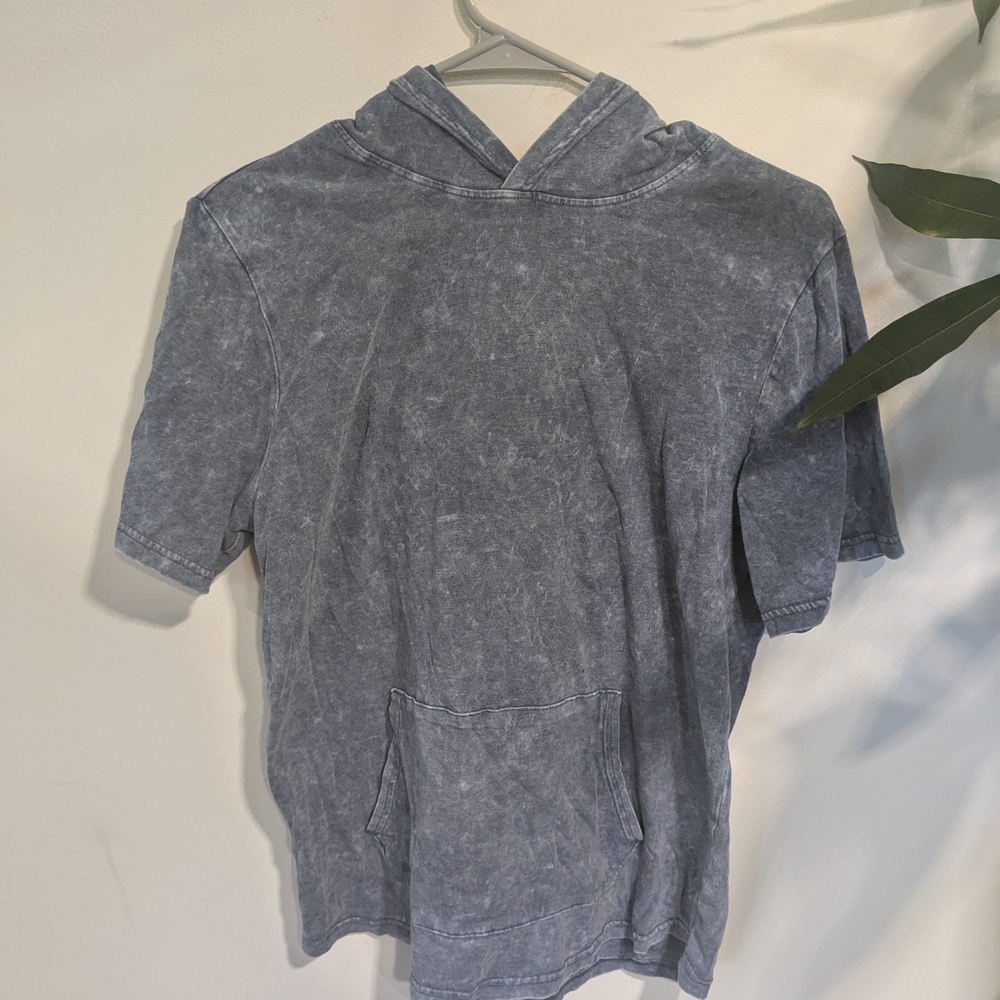 Acid Wash Short Sleeve Hoodie
